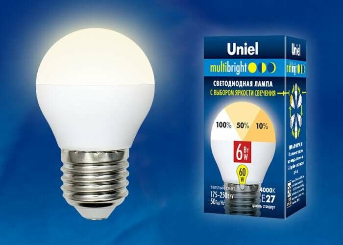 Светодиодная лампа шар G45 Белый теплый 6W UL-00002377 LED-G45-6W/WW/E27/FR/MB PLM11 Диммируемая Multibright