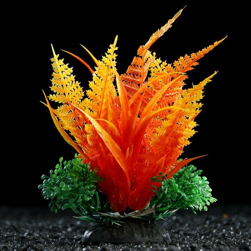 Растение искусственное аквариумное, 10 см, оранжевое 1уп*1шт