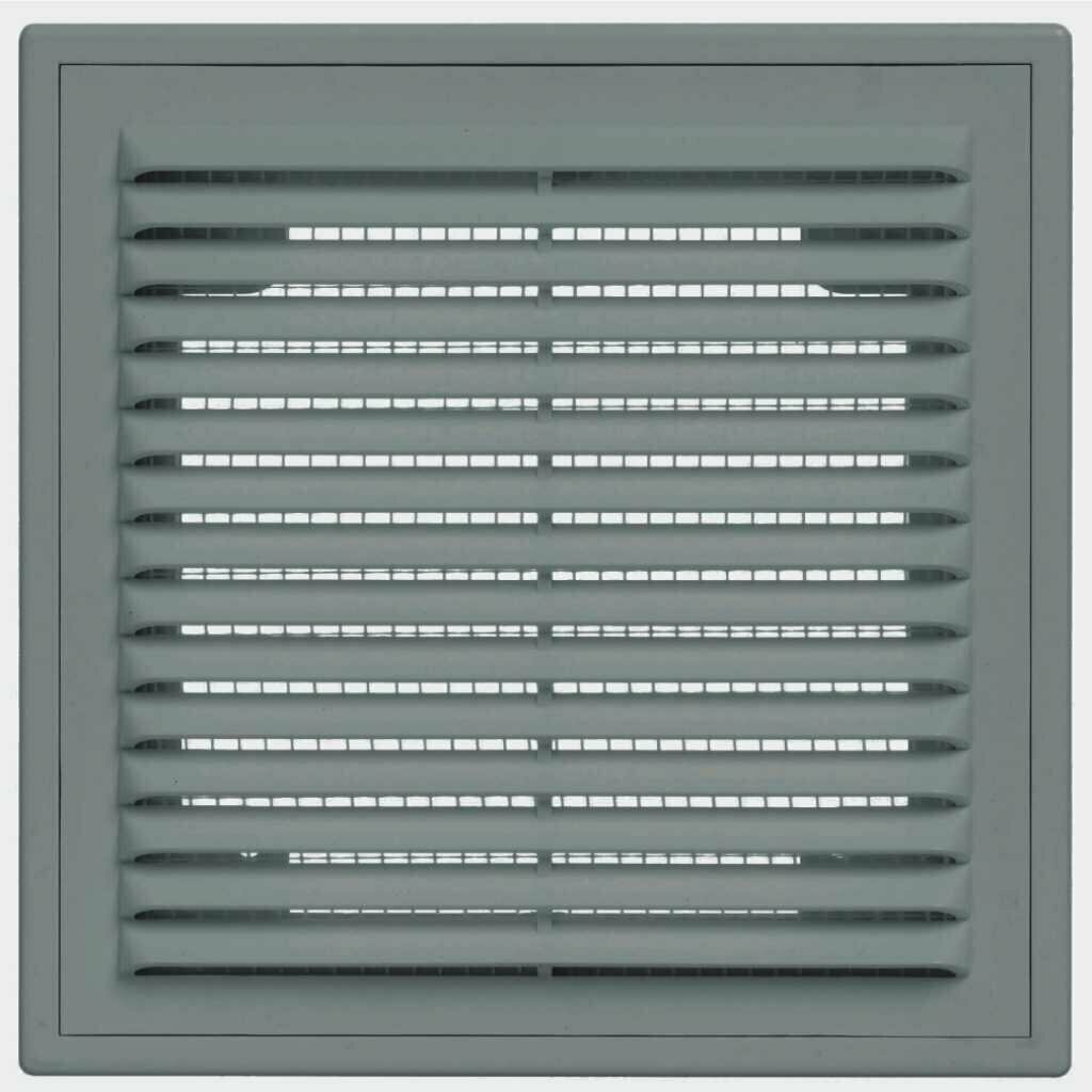 фото Решетка вентиляционная пластик, настенная, 150х200 мм, с сеткой, графит, Viento, 1520ВР