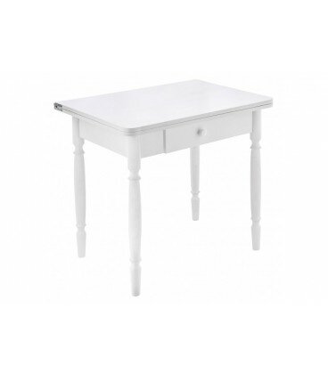 фото Стол Брентон с ящиком белый глянец