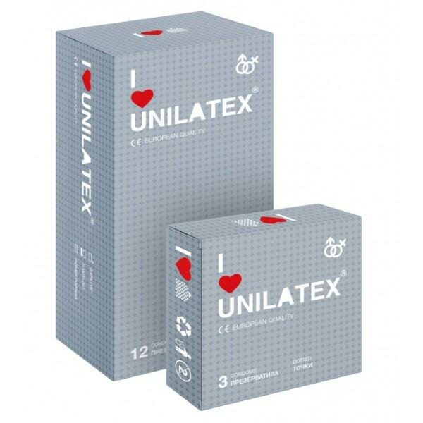 Unilatex презервативы UNILATEX DOTTED с точечной поверхностью 15 шт