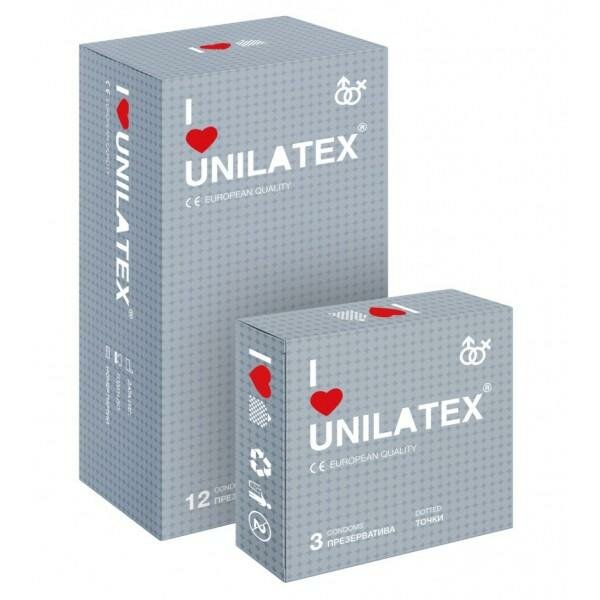 Презервативы UNILATEX DOTTED с точечной поверхностью 15 шт