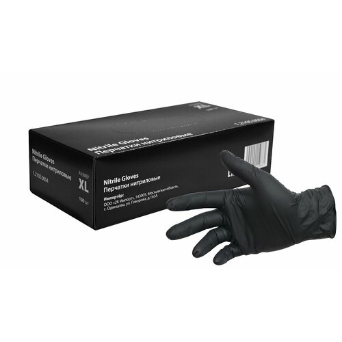 Перчатки нитриловые черные INTERCOLOR 60 мкм размер XL (100 шт.)