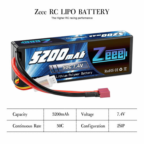 Аккумулятор Zeee Power Li-Po 7.4v 5200mah 50c - zeee-5200-2s-50c