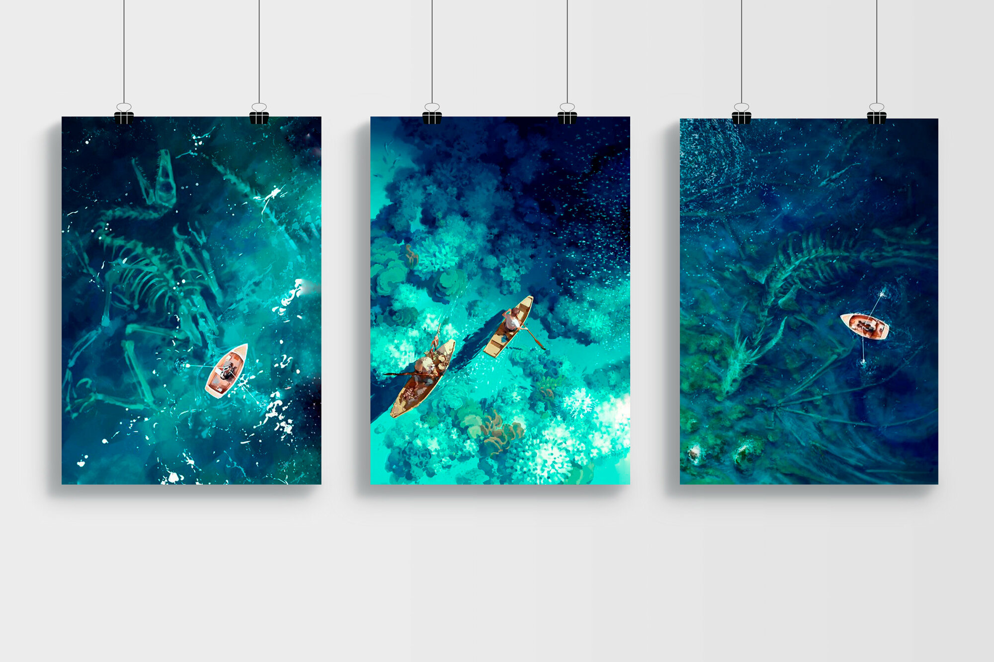 Набор интерьерных плакатов без рамы (3шт) Море/Арт/ Плакат на стену 30х42 см / Постер формата А3