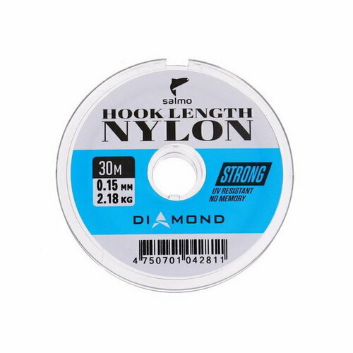 фото Леска монофильная diamond hook length nylon, диаметр 0.15 мм, тест 2.18 кг, 30 м salmo