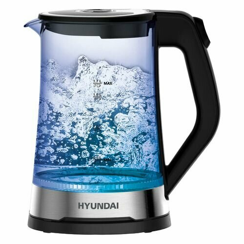 Чайник электрический Hyundai HYK-G3401 2200Вт черный и серебристый 3761₽