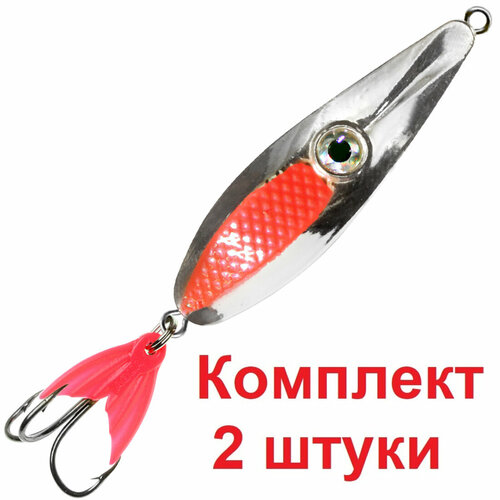 фото Блесна для рыбалки aqua око 19,0g цвет 03 (серебро, красный металлик), 2 штуки в комплекте