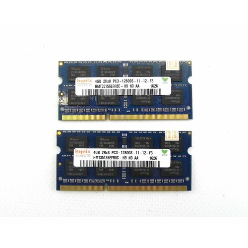 Оперативная память Hynix 8GB (2x4Gb) DDR3 1600 МГц SO-DIMM 2Rx8 PC3-12800S-11-12-F3 - 2 шт. = оперативная память adata pc3 12800s ddr3 1600 мгц 8 гб 2rx8 1 5v sodimm