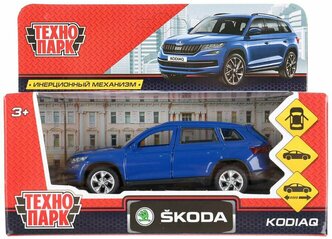 Машина металлическая Технопарк "Skoda Kodiak", 12 см, открываются двери, инерция, синий (KODIAQ-BU)