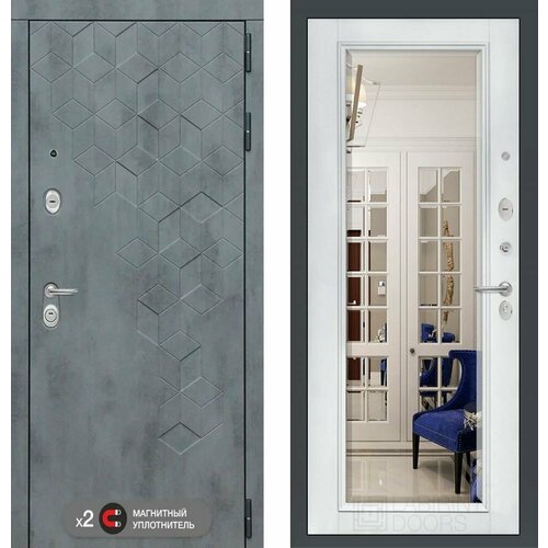 Входная дверь Labirint Beton с зеркалом Фацет 880x2050, открывание левое входная дверь labirint carbon с зеркалом фацет 880x2050 открывание левое