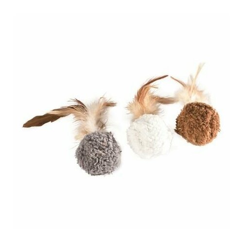 PetStar игрушка для кошек 11см мячик с пером, 70шт