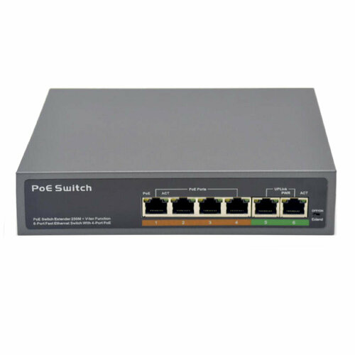 Сетевой PoE коммутатор на 6 портов 4 POE2 ETH 100W 395800₽