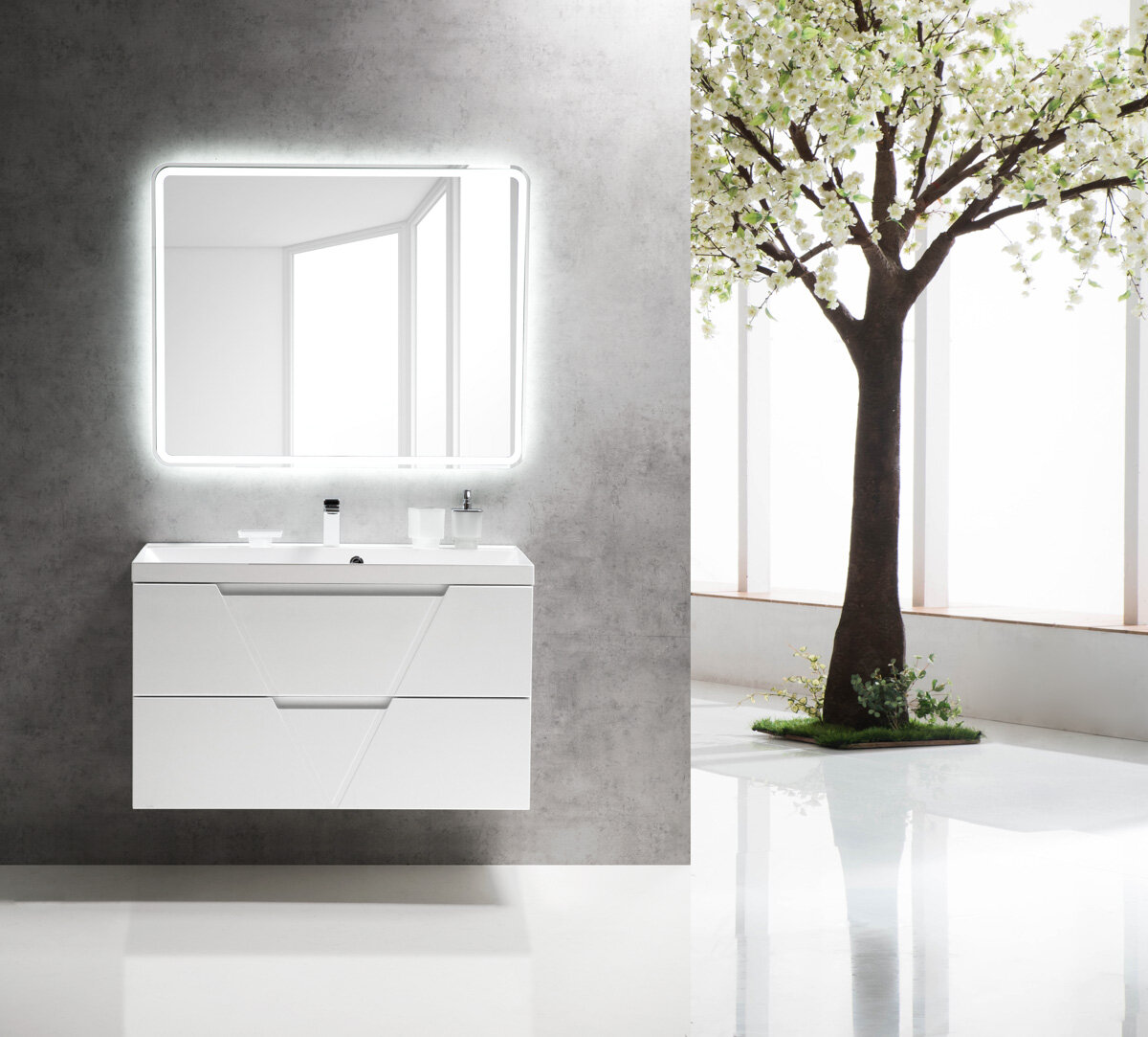 Мебель для ванной комнаты BELBAGNO VITTORIA-1000 Bianco Lucido - фотография № 1