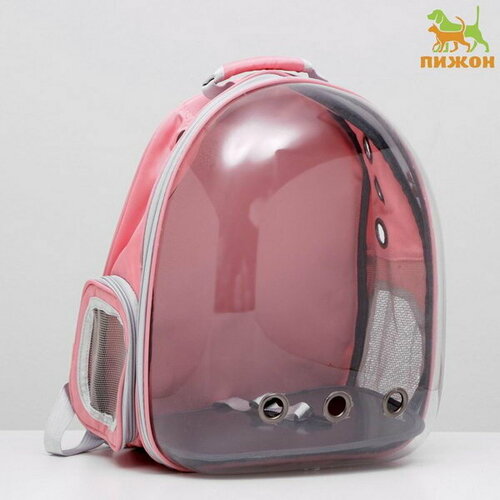 Рюкзак для переноски животных, прозрачный, 31 x 28 x 42 см, розовый