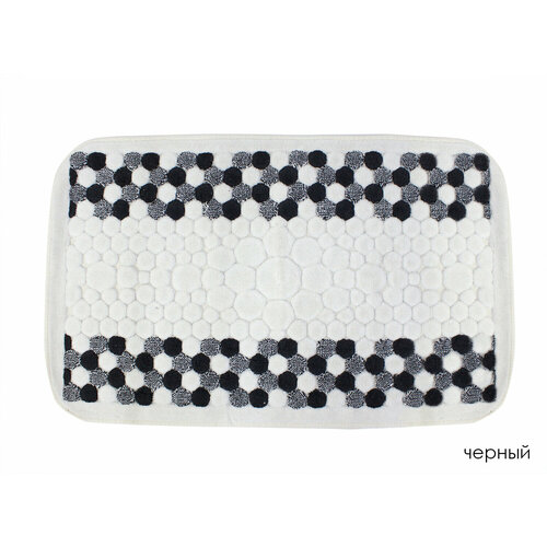 Комплект ковриков для ванны (60x100+60x50) Pamuklu Cift Renk Inci Buta (черный), Комплект ковриков