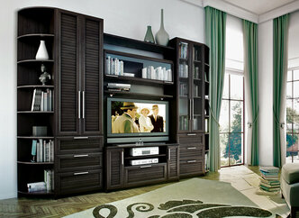 Стенка Валенсия-11 Венге Цаво для книг для одежды для посуды 310*220*50 Мегамебель