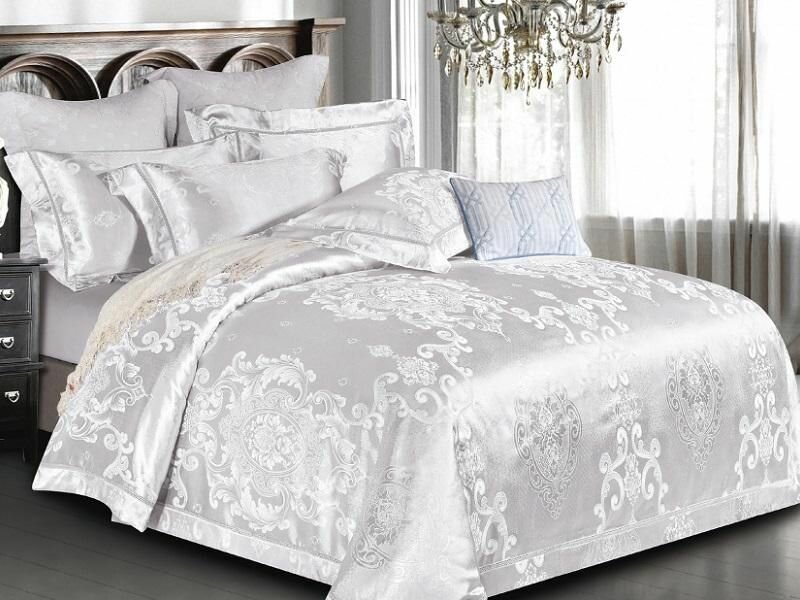 фото Постельное белье из жаккарда с оборкой KARVEN N005-633 50х70 (2шт), 70х70 (2шт) семейное