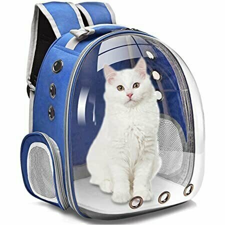 Рюкзак переноска для животных с окном для обзора 310*420*280 мм, синий - фотография № 5