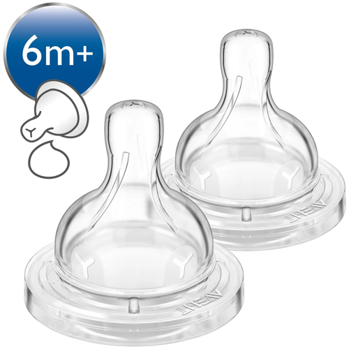 Avent Соска силиконовая Classic для густых жидкостей 6+ 2шт