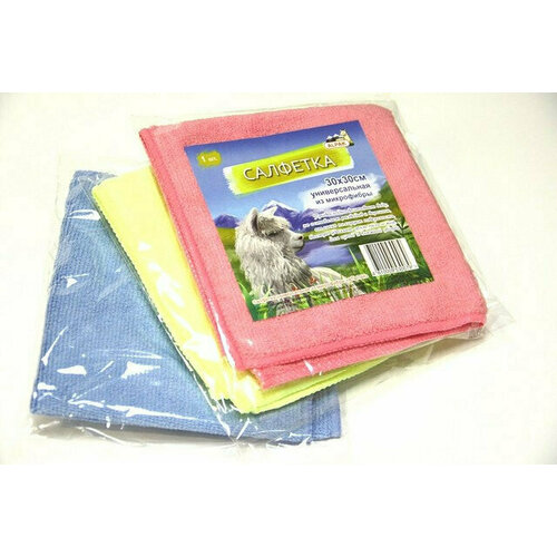 Альпак Салфетка из микрофибры Супервпитывающая, плотность 300гр. в м3, 30х30, 6 уп