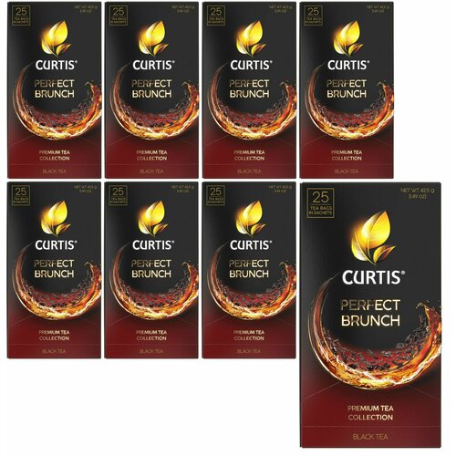 Чай в пакетиках, "CURTIS Perfect Brunch", чёрный, (25 пакетиков по 1.7г) 8 упаковок