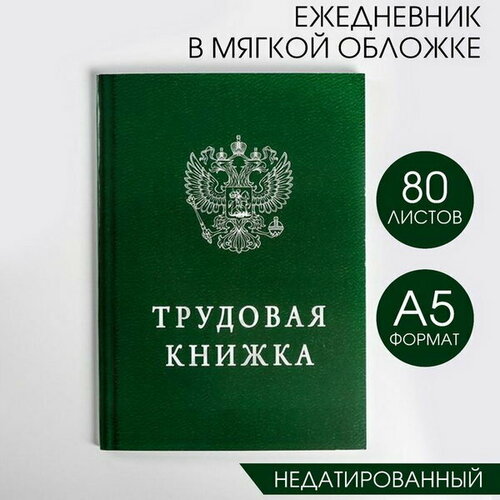 Ежедневник Трудовая книжка, А5, 80 листов именной ежедневник трудовая книжка