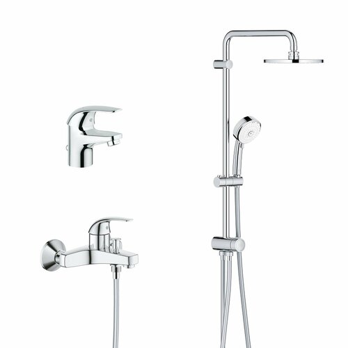 Комплект смесителей для ванной с душевой стойкой Grohe Euroeco Tempesta 60