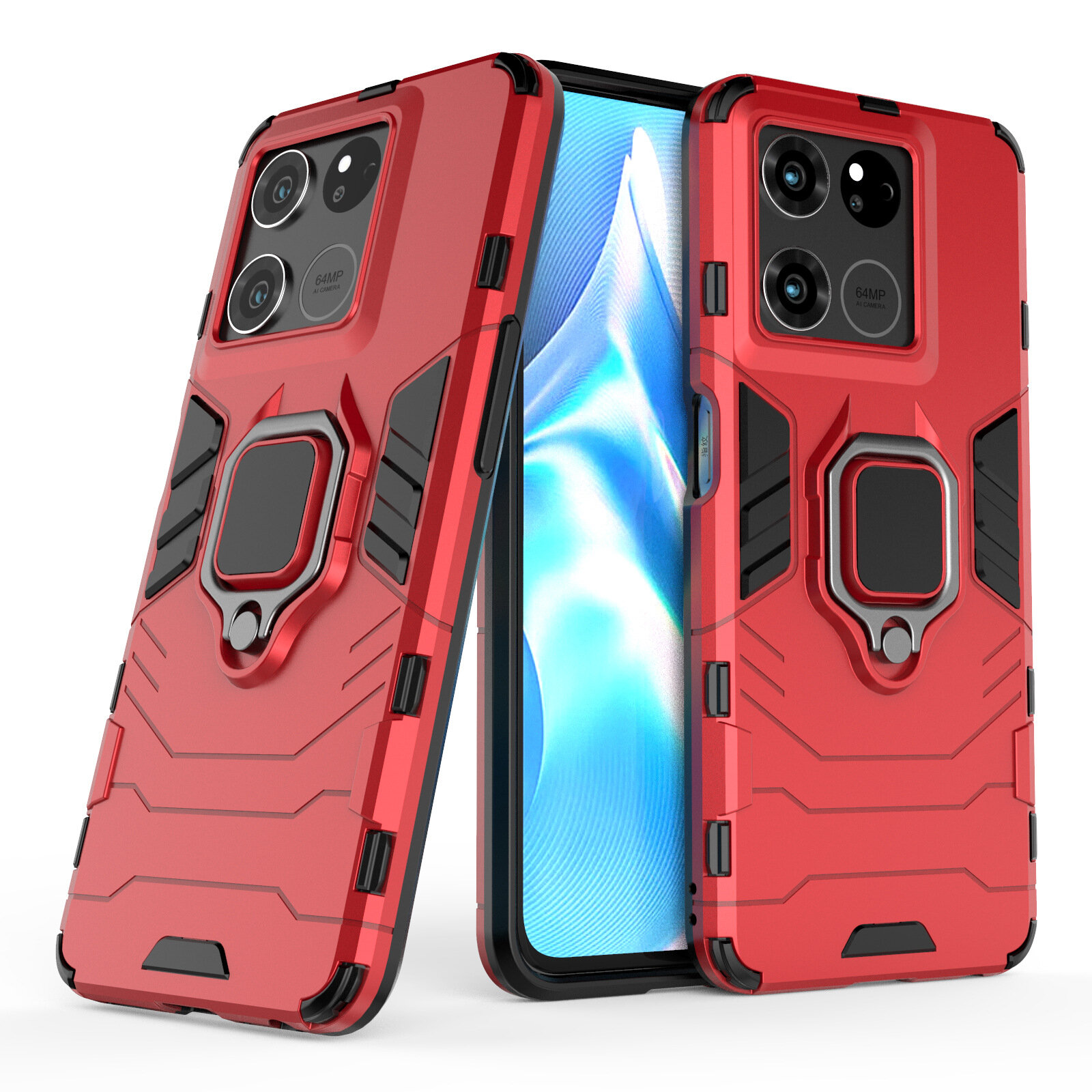 Ударопрочный чехол-бампер-пенал для OnePlus Ace Racing красный