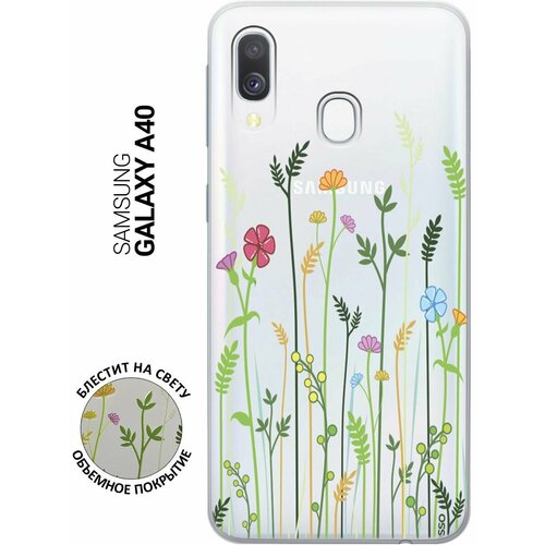 Ультратонкий силиконовый чехол-накладка Transparent для Samsung Galaxy A40 с 3D принтом Flowers & Fern ультратонкий силиконовый чехол накладка transparent для samsung galaxy a41 с 3d принтом flowers