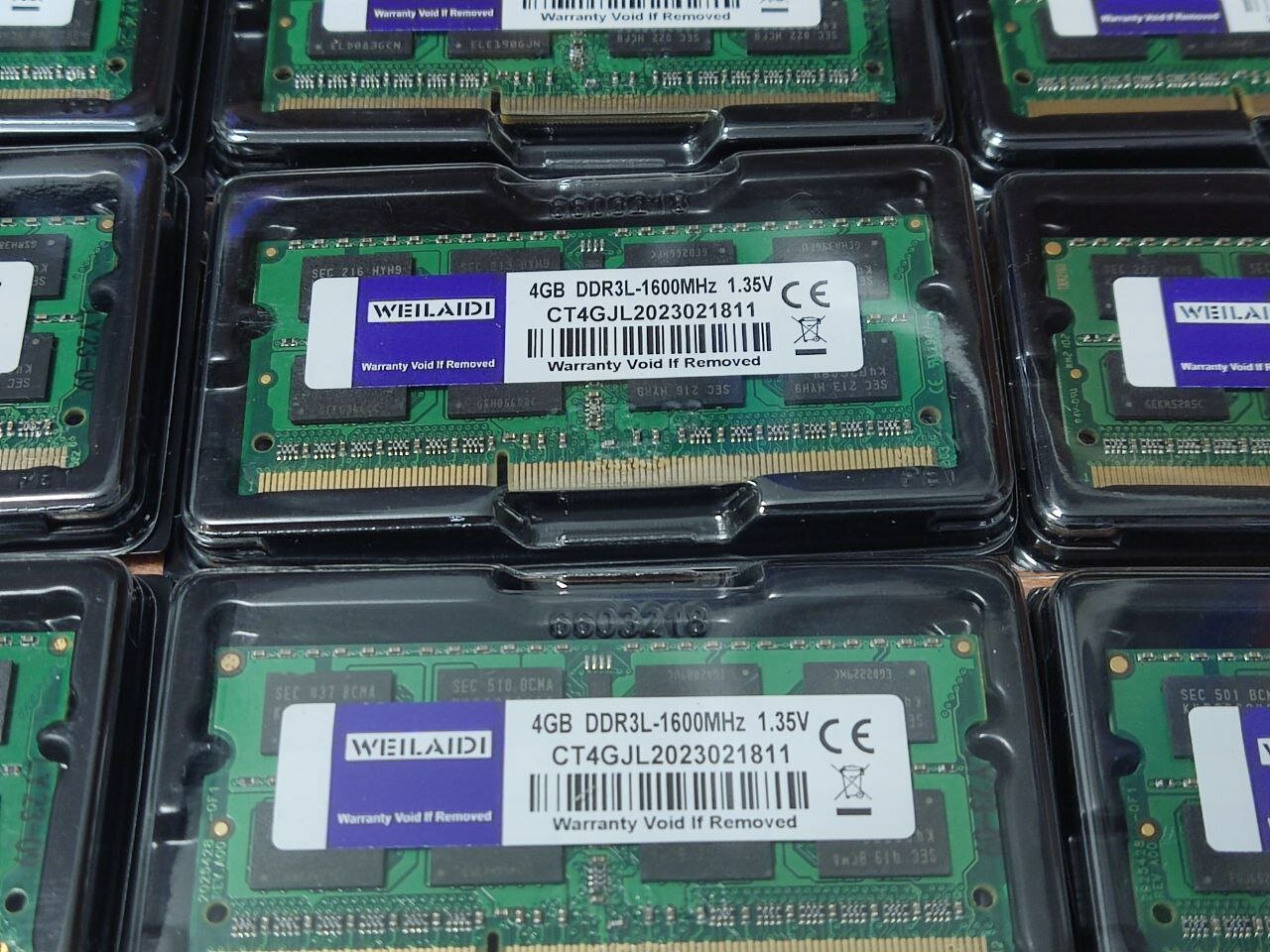 Оперативная память DDR3L Weilaidi 4Gb 1600 Mhz PC3L-12800 SO-DIMM для ноутбука, моноблока. 1.35V. Чипы Samsung