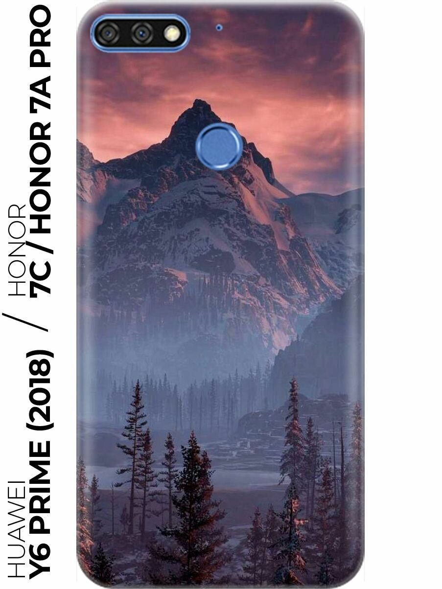 RE: PA Накладка Transparent для Huawei Y6 Prime (2018) / Honor 7C / Honor 7A Pro с принтом "Лес, горы, зарево"