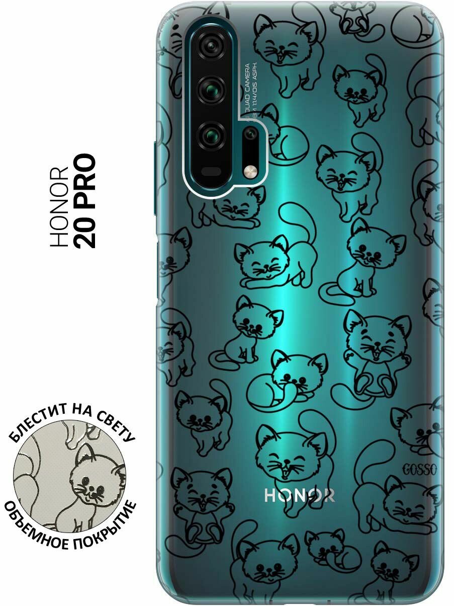 Ультратонкий силиконовый чехол-накладка для Huawei Honor 20 Pro с 3D принтом "Cute Kitties"