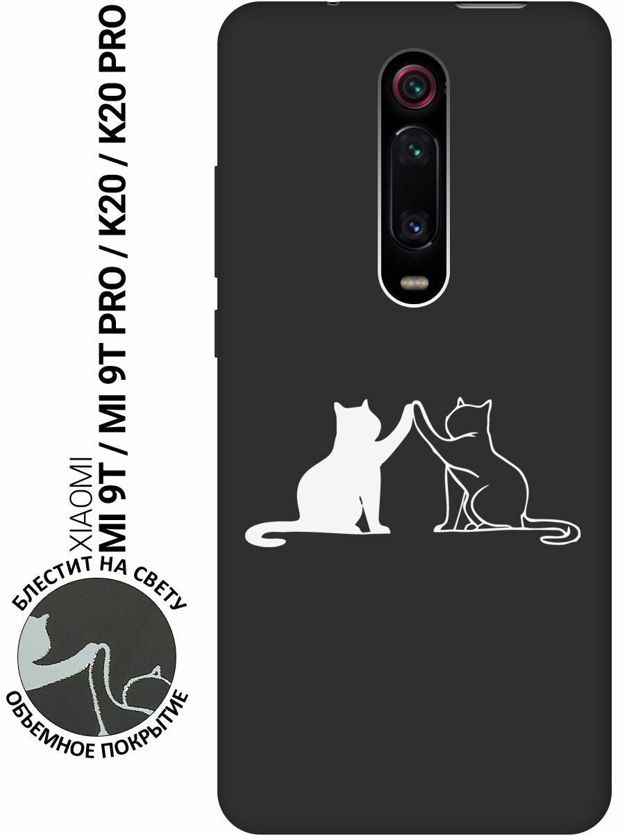 Матовый Soft Touch силиконовый чехол на Xiaomi Mi 9T / Mi 9T Pro / K20 / K20 Pro / Сяоми Ми 9Т / Ми 9Т Про с 3D принтом "Cats W" черный
