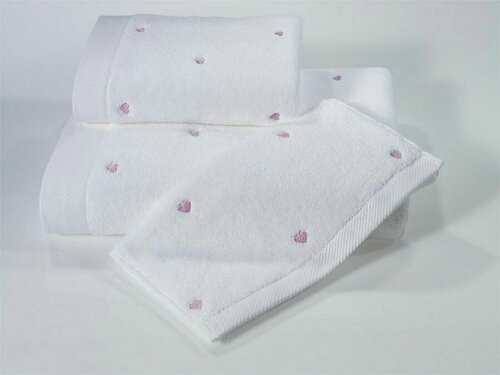 Полотенце Soft cotton LOVE белый-фиолетовый (75X150)