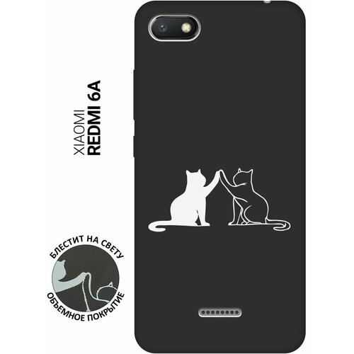 Матовый Soft Touch силиконовый чехол на Xiaomi Redmi 6A, Сяоми Редми 6А с 3D принтом Cats W черный матовый soft touch силиконовый чехол на xiaomi redmi 6a сяоми редми 6а с 3d принтом free w черный