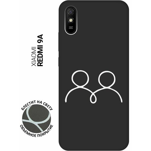 Матовый Soft Touch силиконовый чехол на Xiaomi Redmi 9A, Сяоми Редми 9А с 3D принтом Couple Lines W черный матовый soft touch силиконовый чехол на xiaomi redmi a1 сяоми редми а1 с 3d принтом couple lines w черный