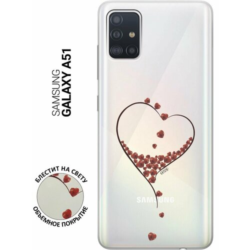 Ультратонкий силиконовый чехол-накладка для Samsung Galaxy A51 с 3D принтом Little hearts ультратонкий силиконовый чехол накладка для samsung galaxy a31 с 3d принтом little hearts