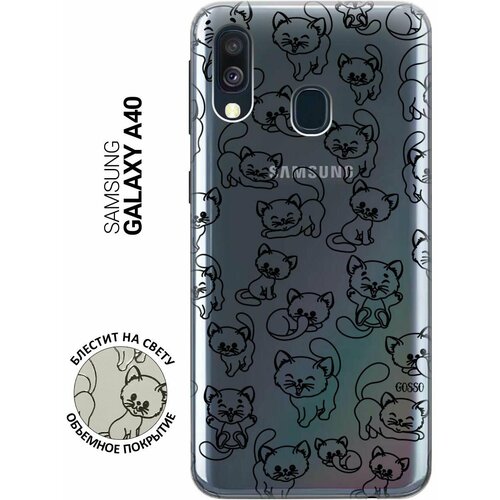 Ультратонкий силиконовый чехол-накладка для Samsung Galaxy A40 с 3D принтом Cute Kitties ультратонкий силиконовый чехол накладка для samsung galaxy s10e с 3d принтом cute kitties