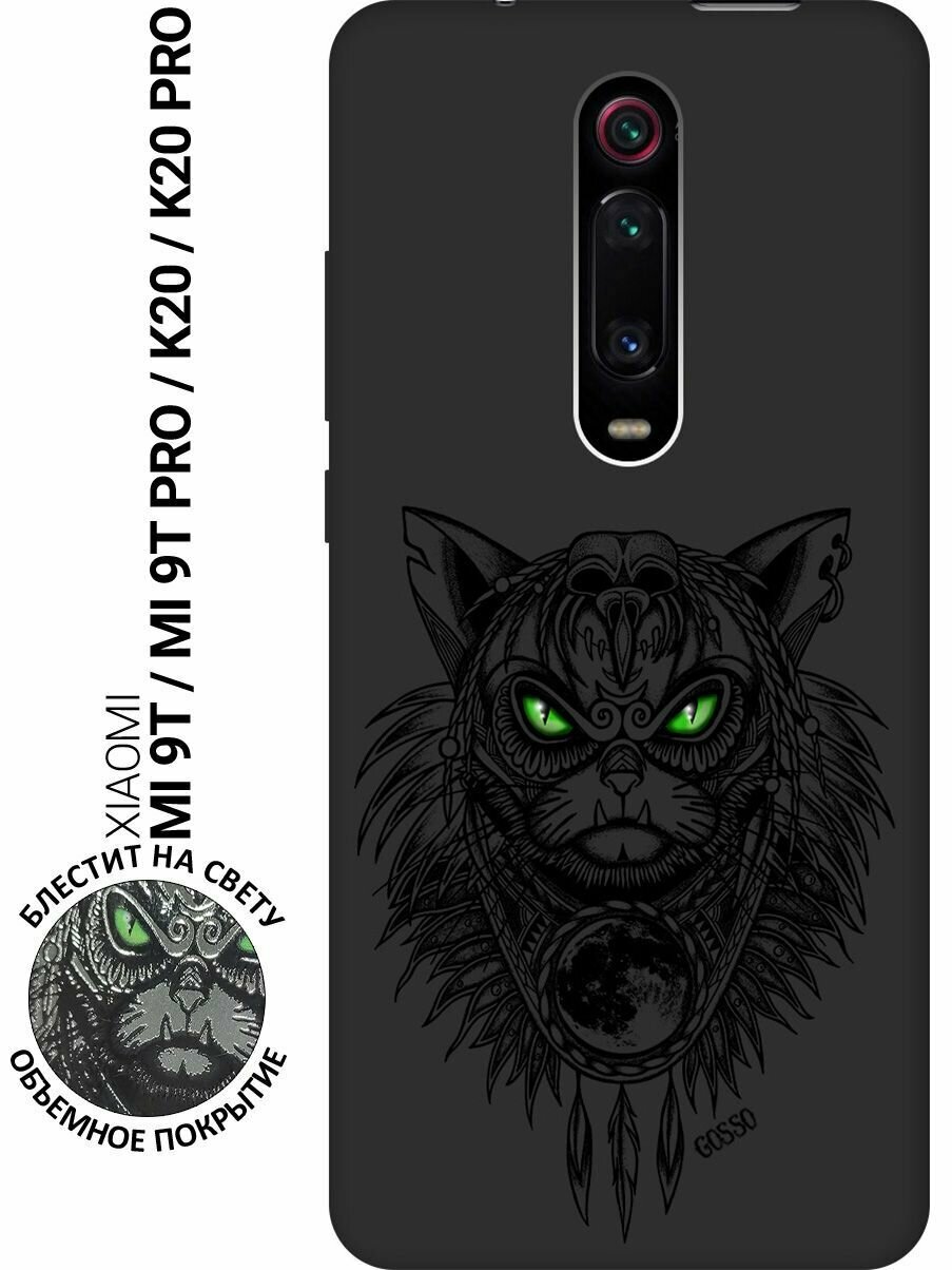 Ультратонкая защитная накладка Soft Touch для Xiaomi Mi 9T / Mi 9T Pro / K20 / K20 Pro с принтом "Shaman Cat" черная