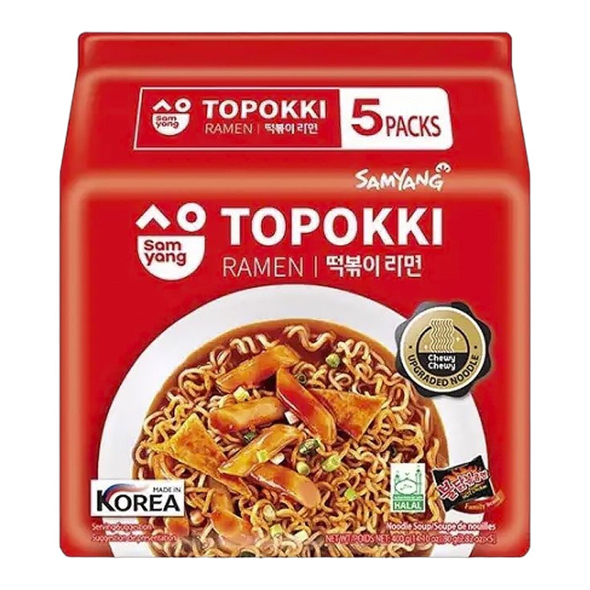 Лапша быстрого приготовления Рамен со вкусом топокки Samyang, пачка 80 г х 5 шт