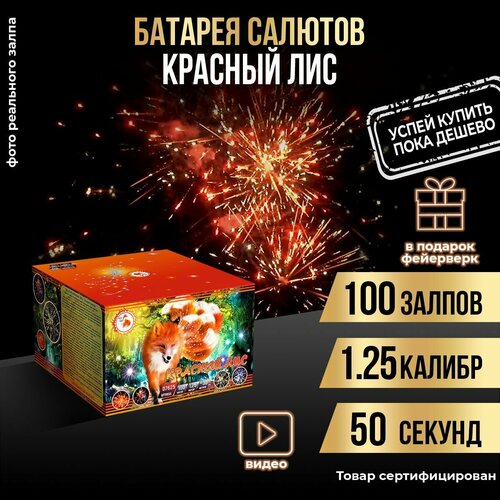 Салют фейерверк "Красный лис" 100 залпов + подарок салют