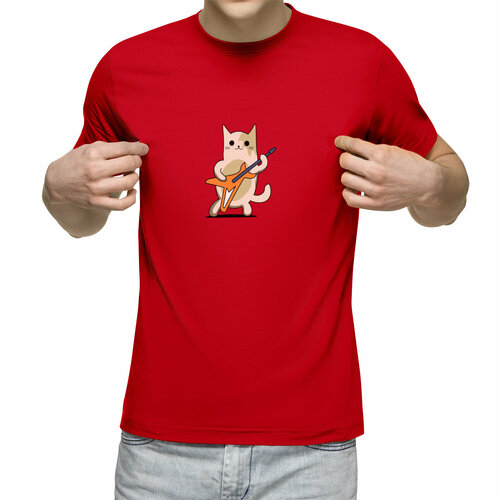 мужская футболка милый котик m синий Футболка Us Basic, размер XL, красный