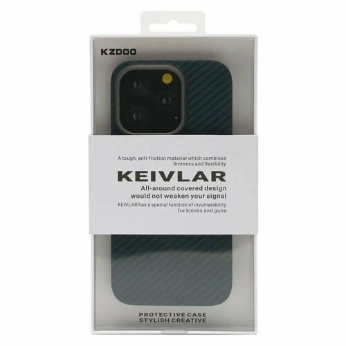 Чехол для iPhone 15 Pro Max KZDOO KEIVLAR с защитой камеры/ 0.65 мм/Ударопрочный/ Синий/Blue
