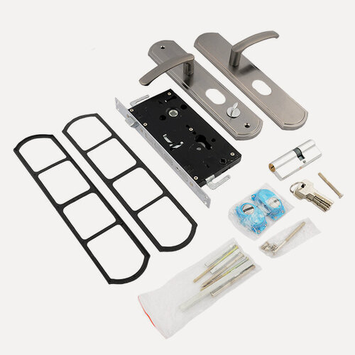 Изображение товара Замок врезной для металлической двери с ручкой и защелкой, левый