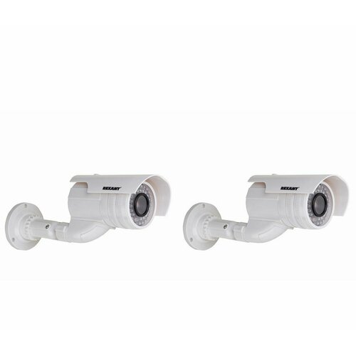 Муляж видеокамеры цилиндрический Rexant уличная установка белый (2 шт.)