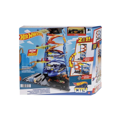 Трек Mattel Hot Wheels City Гоночная Башня-трансформер HKX43 mattel трек hot wheels city scorpion flex attack hdr32