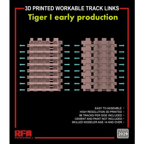 rm 2019 workable track links for tiger i initial type mirror RM-2029 3D printed Workable track links for Tiger I early