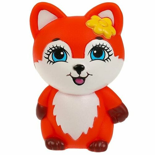 Игрушка пластизоль для ванны Лисичка 10 см. энчантималс в сетке капитошка в кор.100шт