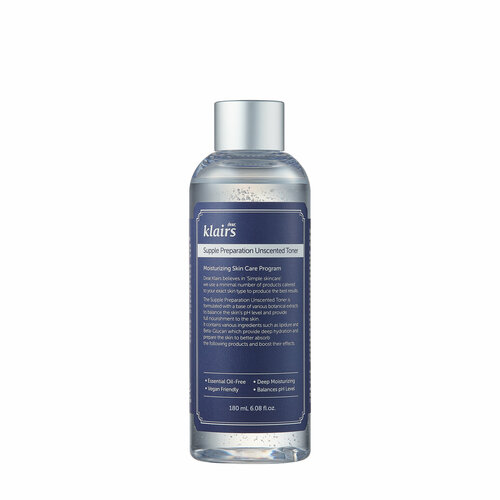 Dear, Klairs Увлажняющий тоник для лица без запаха и масел Supple Preparation Unscented Toner 180 мл